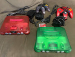 Nintendo 64 Watermelon and Jungle Green Consoles