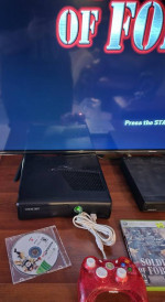 Black XBOX 360 console complete and ready to play.