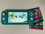 Switch Lite with Animal Crossing and amiibo cards