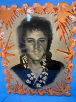 Vintage Hawaiian ELVIS Large Woodcraft Lacquer Floral Print 22.5" x18"