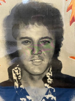 Vintage Hawaiian ELVIS Large Woodcraft Lacquer Floral Print 22.5" x18"