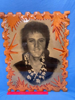 Vintage Hawaiian ELVIS Large Woodcraft Lacquer Floral Print 22.5" x18"