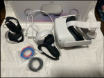 Meta Oculus Quest 2 128GB with Case, Hand Grips and Replacement Silicone Eye Pro