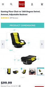 360 Degree Gaming Chair w/ Armrest & Adjustable Backrest (NEW)