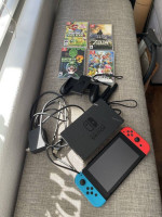 Nintendo Switch Neon Red and Neon Blue Joy-Con Console & 4 Premium Gam