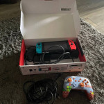 Nintendo switch console original box, extra controller, case and glass