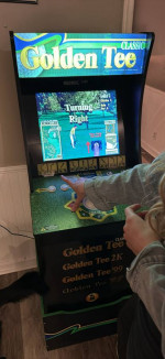 Golden Tee One Up Arcade Game with stand
