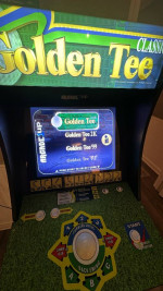 Golden Tee One Up Arcade Game with stand