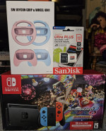 Nintendo Switch Neon Blue/Red Mario Cart 8 Deluxe BUNDLE
