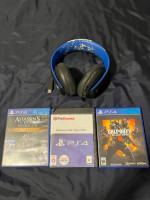 PS4 games + headset + monitor