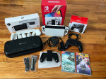 Nintendo Switch OLED + Pro Controller, Case, Grips, 2 Games (Zelda)
