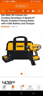 DeWalt 21° framing nailer