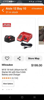 Milwaukee M18 5.0ah battery and charger kit