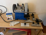 Tormek T4 with Knife (Small, Reg, Large), Axe, & Scissor Jigs.