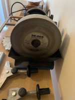 Tormek T4 with Knife (Small, Reg, Large), Axe, & Scissor Jigs.