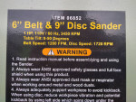 Harbor Freight 6x48in Belt and 9 in. Disc Sander