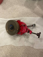 Vintage hand cranked bench grinder