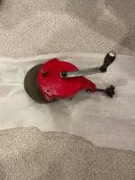 Vintage hand cranked bench grinder