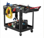 New Rubbermaid Black Adaptable Heavy Duty Medium Two Shelf Utility Cart