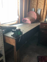 Workbench Heavy Wood W/Formed Steel Plate Cover for Hammering!