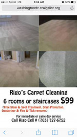 $99 Carpet Cleaning🏡Any 6 Rooms or Staircases (Essential) / Call Rigo: