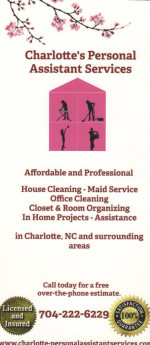 CLEANING SERVICE/ ORGANIZING / ASISTANCE- Rates begin at $80