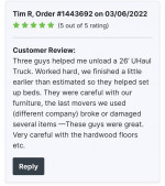 RELIABLE & INSURED MOVING LABOR- $35/HR PER MOVER SPECIAL