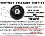 CENTURY BILLIARD SERVICE 🎱PRO POOL TABLE MOVING GAME ROOM REPAIRS!