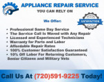 PROFESSIONAL SAME DAY APPLIANCE REPAIR SERVICE