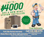$4000 OFF On a New HVAC / AC,Heater,Furnace,Heating,Repair,Service