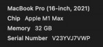 M1 Max 32gb 1tb 16 inch MacBook Pro with Applecare+