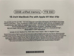 Brand New Apple 16” Apple MacBook Pro M1 Max Chip, 32GB RAM, 1TB SSD