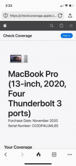Late 2020 13” Macbook Pro