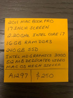 2011 i7 Macbook Pro with 17 inch screen, 16GB Ram and SSD