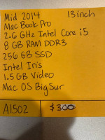 2014 Apple Macbook 8GB ram, SSD, and Retina Display