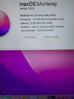 Apple MacBook Air 2015 13" Intel i5 8GB Ram 256GB SSD, MacOS Monterey