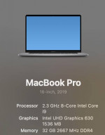 Apple MacBook Pro 16" intel i9 8-core