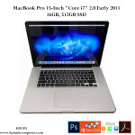 MacBook Pro 15-Inch "Core i7" 2.0 Early 2011, 16GB, 512GB SSD "H91202"