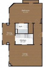 Interior View Large 1BR and Quiet