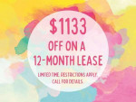 1 Bed / 1 Bath. We welcome your pets! Ask about our pet policy!