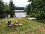 Lakefront home: private, quiet, yard, sandy beach, dock, huge deck