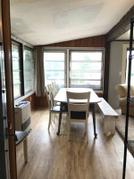 Lakefront home: private, quiet, yard, sandy beach, dock, huge deck