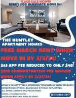 HUGE SAVING WITH FLASH SALE! FREE MARCH RENT & WAIVED $200 ADMIN FEE!