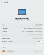 2018 MacBook Pro 13” i7 16GB 500GB