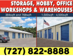 384sf: WORKSHOPS WAREHOUSE/DRIVE-UP STORAGE/CLEARWATER/ST. PETERSBURG
