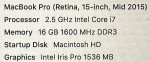 Mid 2015 MacBook Pro 15"