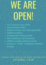 We are open and your office is ready for you! Starting at $429