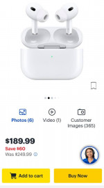 Apple AirPods Pro (2nd Generation) Wireless Ear Buds with USB-C Charging, Up to