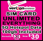 T-mobile / Verizon Unlimited Talk Text 5G No contract $30 normally $50