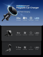 Magsafe Car Mount Charger, Magnetic Wireless Car Charger, Air Vent&Das